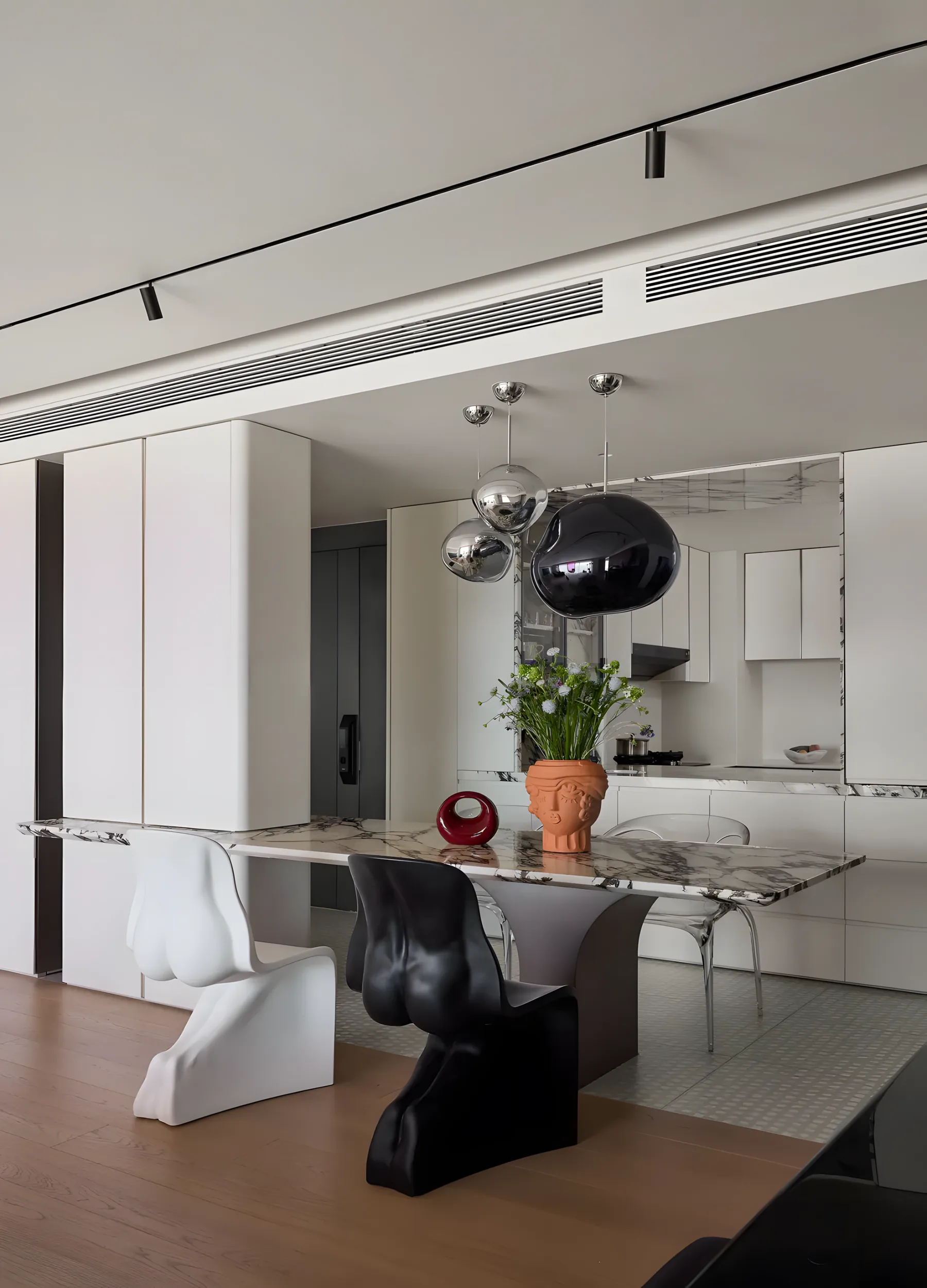 Modern art residence interior with soft daylight and calm domestic atmosphere