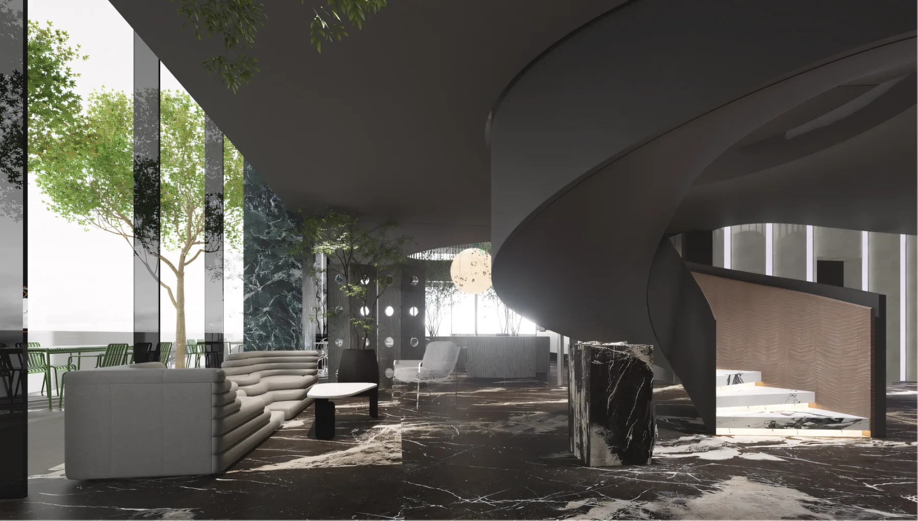Aozhuosi slab showroom material display scene